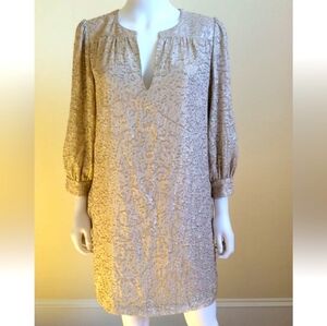 NWOT...Elizabeth and James Light Gold Beige Shimmery Long Sleeve Shift Dress